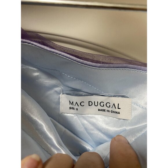 Mac Duggal 20377 Dress Womens 2 Purple One Shoulder Tulle Glitter Gown Prom Even - Picture 4 of 5